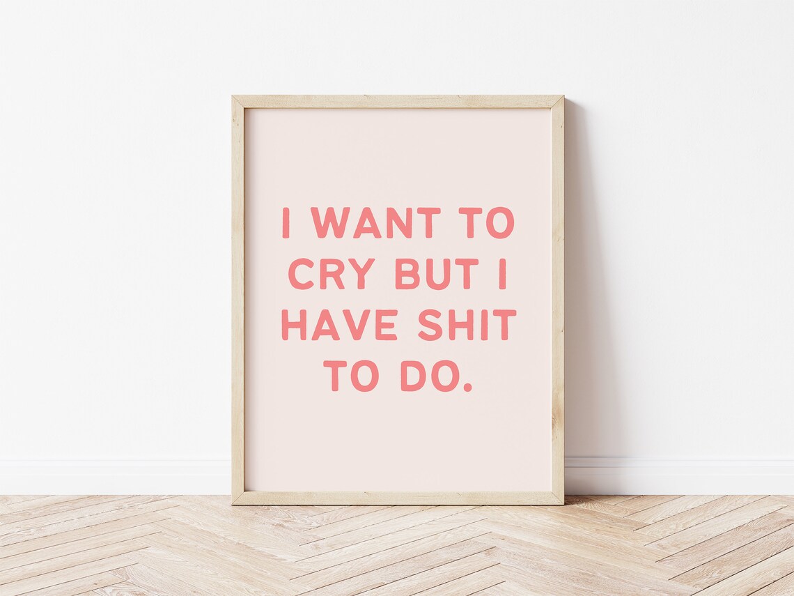 I Want To Cry But I Have Shit To Do Funny Rude Pink Quote Print - Image 2