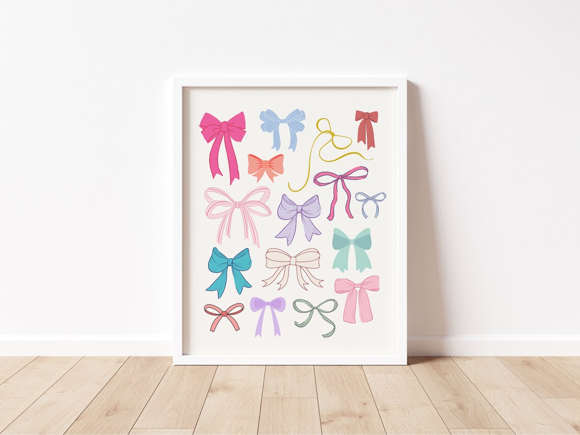 Colorful Ribbon Bows Preppy Coquette Aesthetic Room Art Print - Image 2