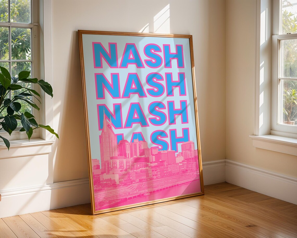 Nashville Travel Poster, Preppy Tennessee Wall Art