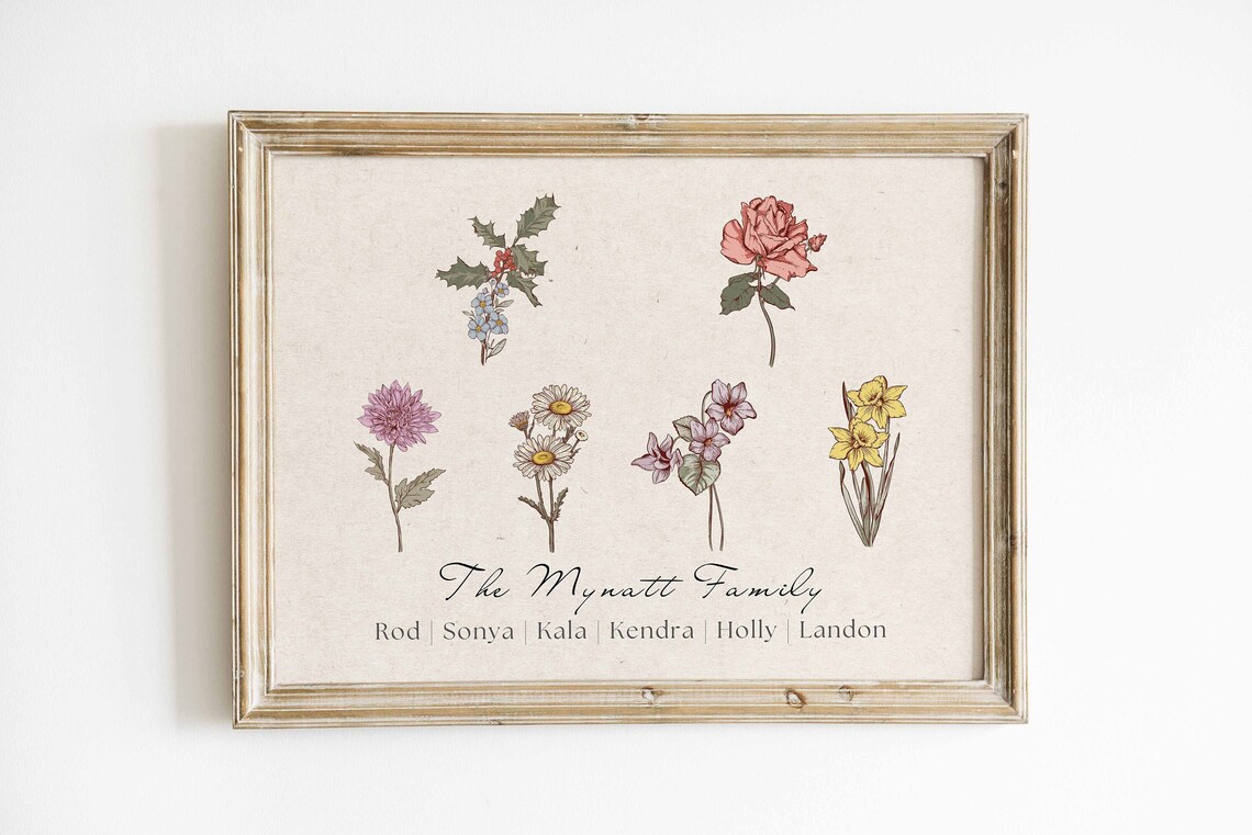 Birth Flower Family Garden Personalized Christmas Gift