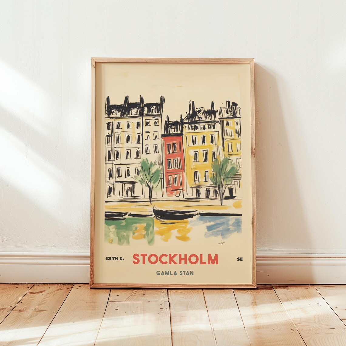 Stockholm Gamla Stan Vintage Travel Poster Print