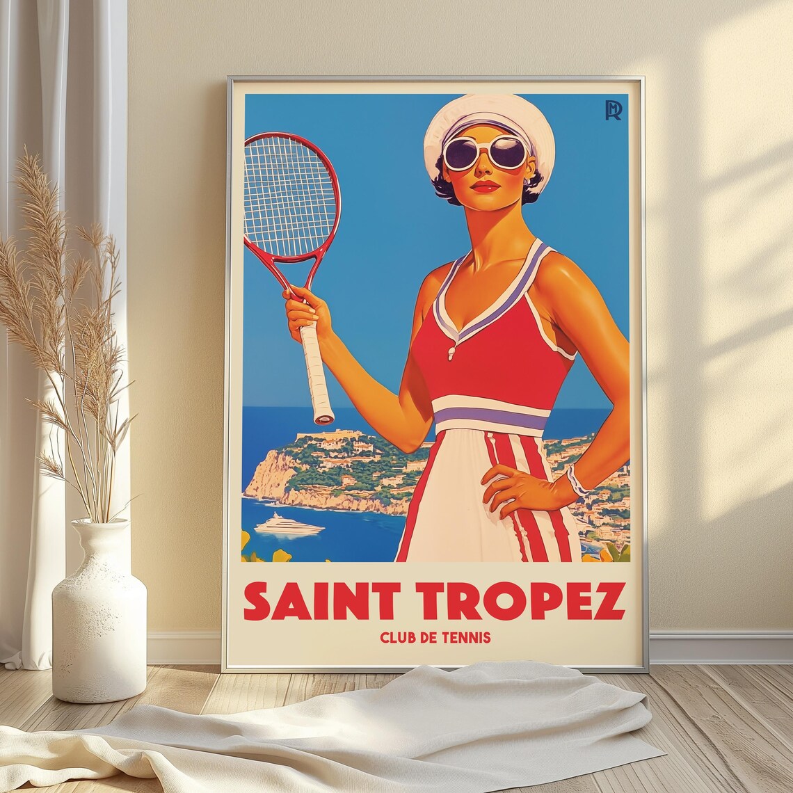 Saint Tropez Tennis Club Vintage Poster French Riviera Retro Sports Art - Image 2