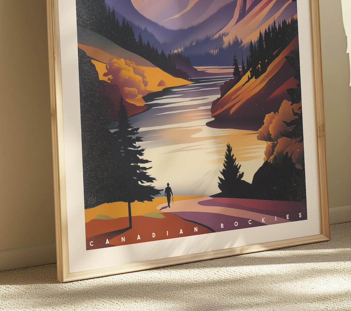 Jasper National Park Canadian Rockies Hiker Valley Scenic Poster - Image 3