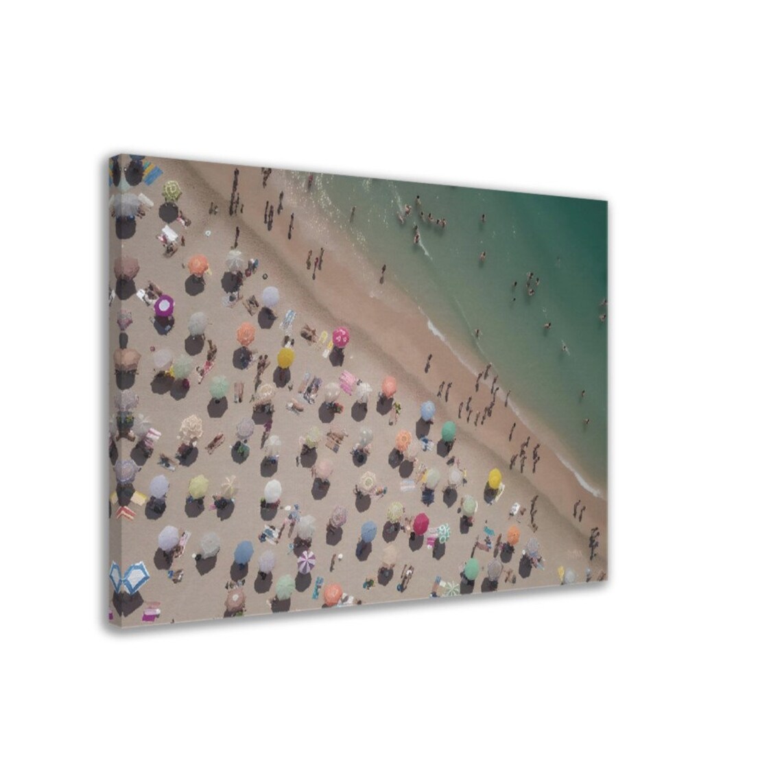 Aerial Beach Umbrella Crowd Turquoise Sea Summer Drone View Poster - Image 3