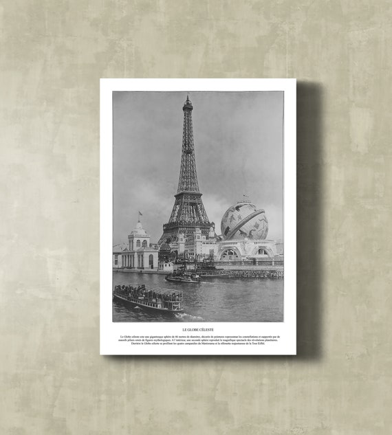 Eiffel Tower Expo 1900 Black And White Wall Art Vintage Paris Engraving Art For Decoration A1 A2 A3 A4