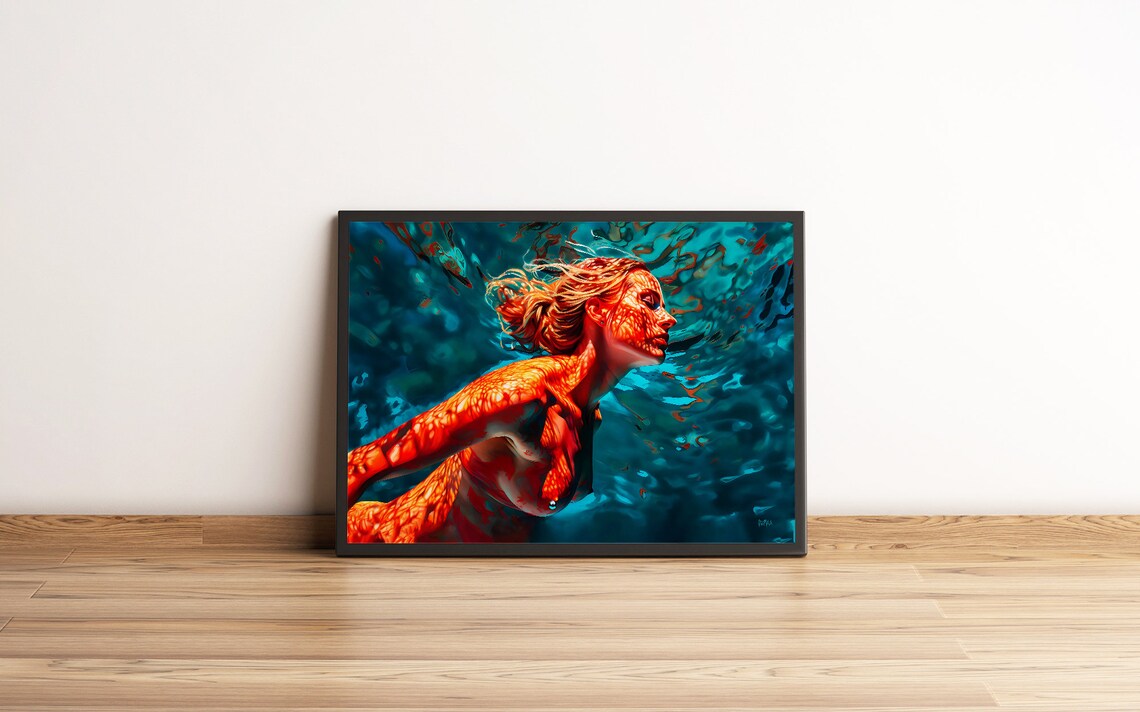 Sensual Female Body Submerged Serenity Art Print - Image 6