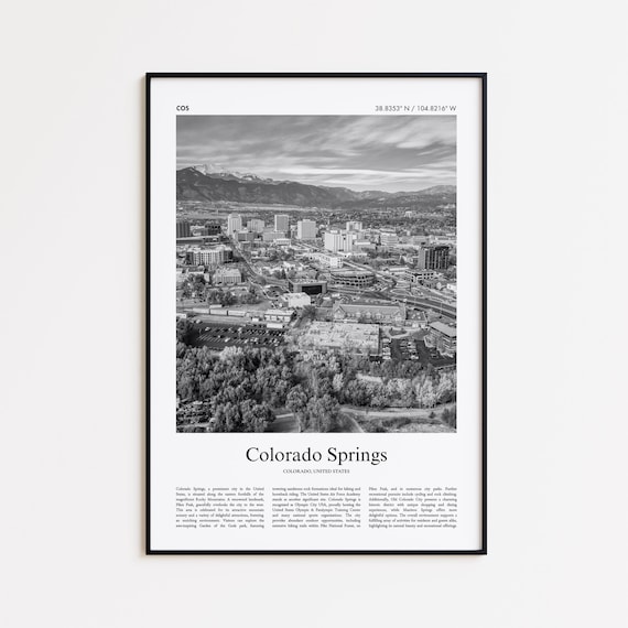 Colorado Springs Colorado Black and White Mountain City Photo Poster