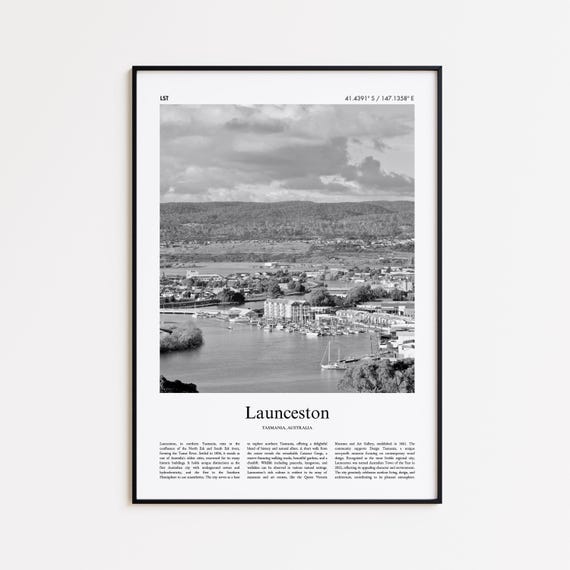 Launceston Black And White Print Photo Poster Travel Gift Tasmania Australia Wall Art
