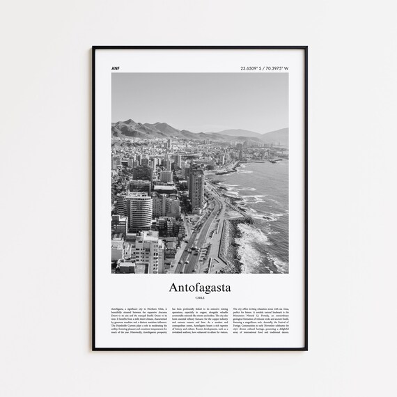 Antofagasta Black And White Print Photo Poster Travel Gift Chile Wall Art Minimal Home Decor