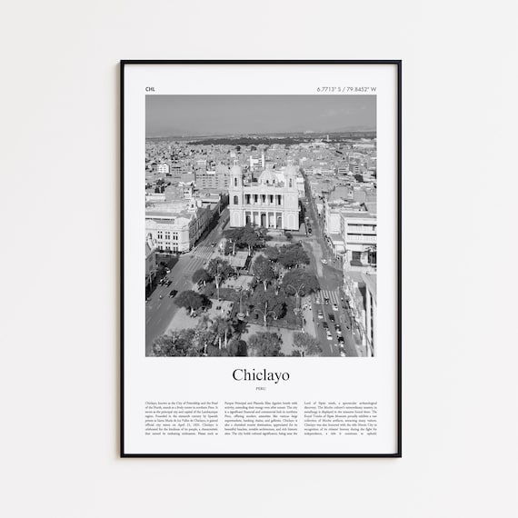 Chiclayo Peru Black And White Aerial City Photo Travel Poster