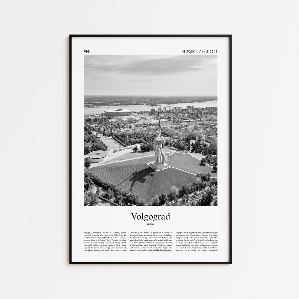 Volgograd Russia Motherland Calls Statue Black And White Photo Poster