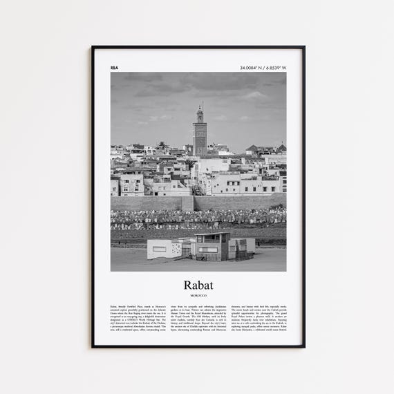 Rabat Black And White Print Photo Poster Travel Gift Morocco Wall Art Minimal Home Decor