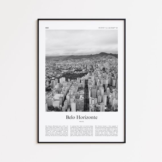 Belo Horizonte Brazil Cityscape Black and White Photo Poster