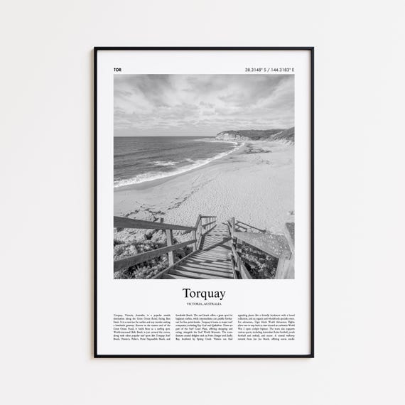 Torquay Black And White Print Photo Poster Travel Gift Victoria Australia Wall Art Modern