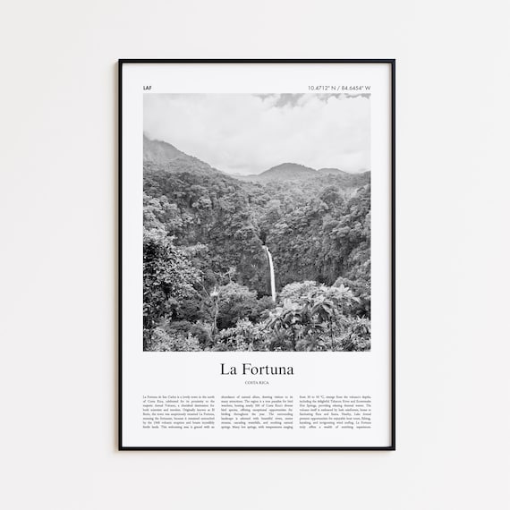 La Fortuna Costa Rica Waterfall Jungle Black And White Poster