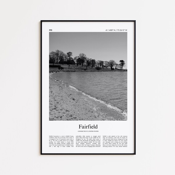 Fairfield Connecticut Black And White Beach Shore Photography Poster