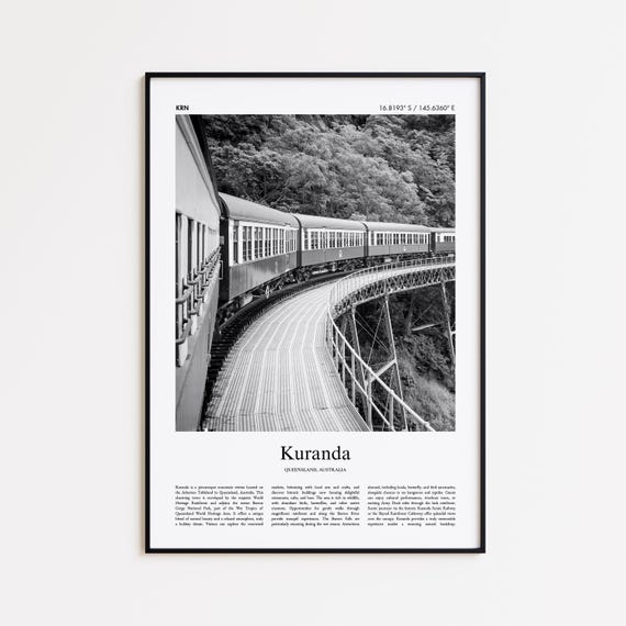 Kuranda Black And White Print Photo Poster Travel Gift Queensland Australia Wall Art Modern