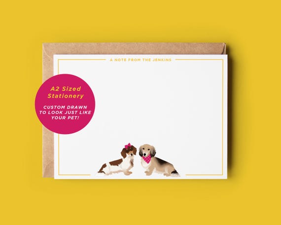 Custom Self Portrait Stationery Family And Pet Notecards With Envelopes Personalized Gift For Teachers Nurses Bridesmaids Groomsmen