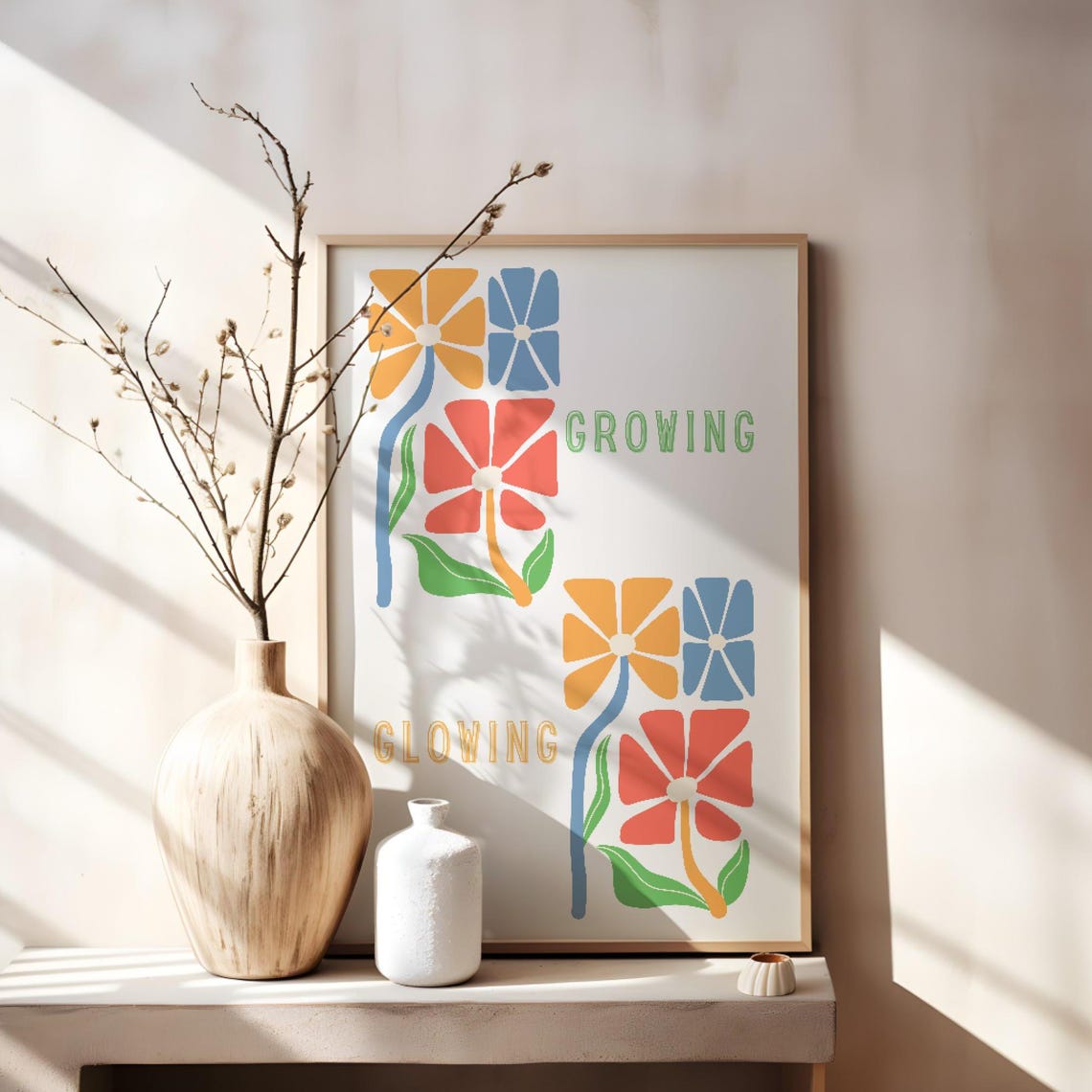 Retro Geometric Floral Growing Glowing Positive Affirmation Poster - Image 3
