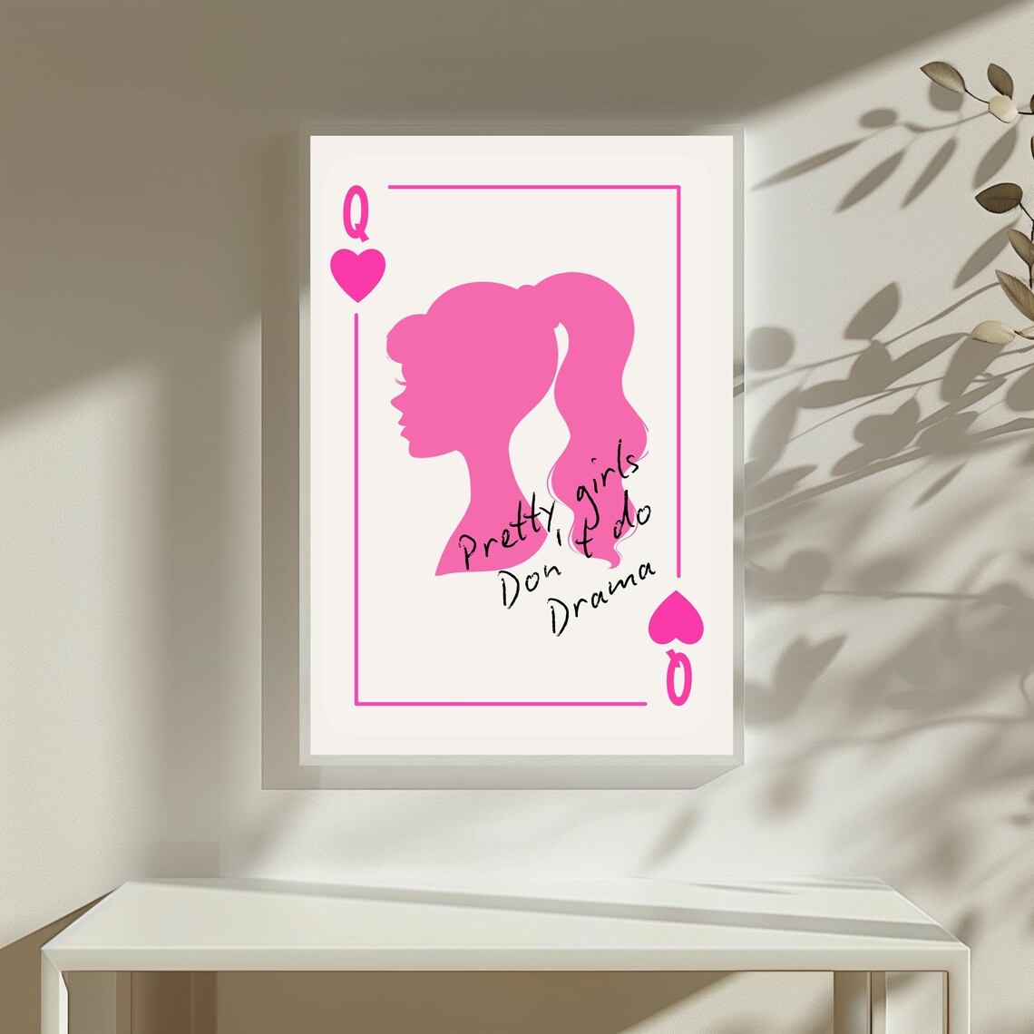 Pink Queen Of Hearts Silhouette Pretty Girls Quote Card Art Poster - Image 3