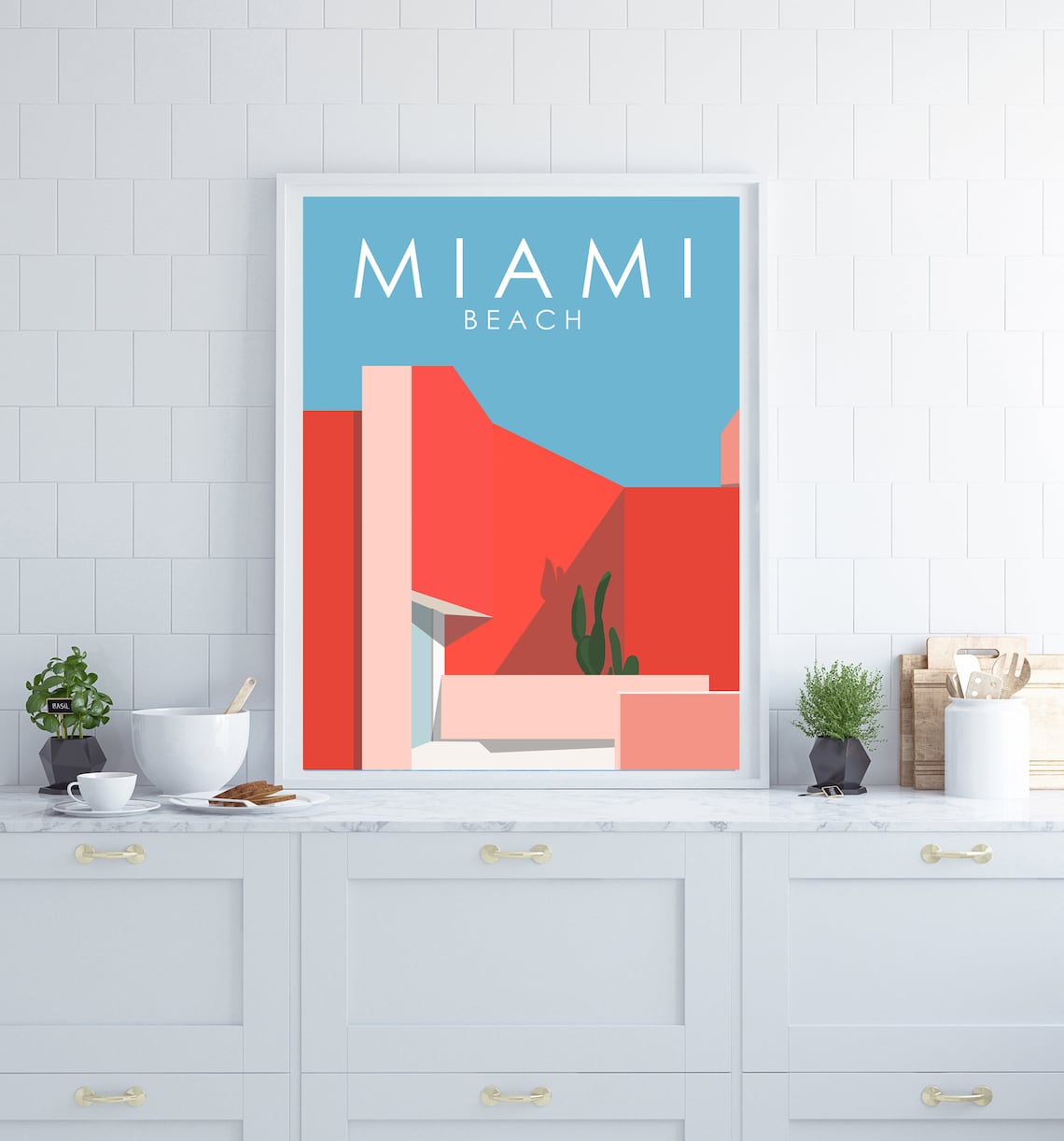Miami Beach Retro Travel Poster, Art Deco Style - Image 3
