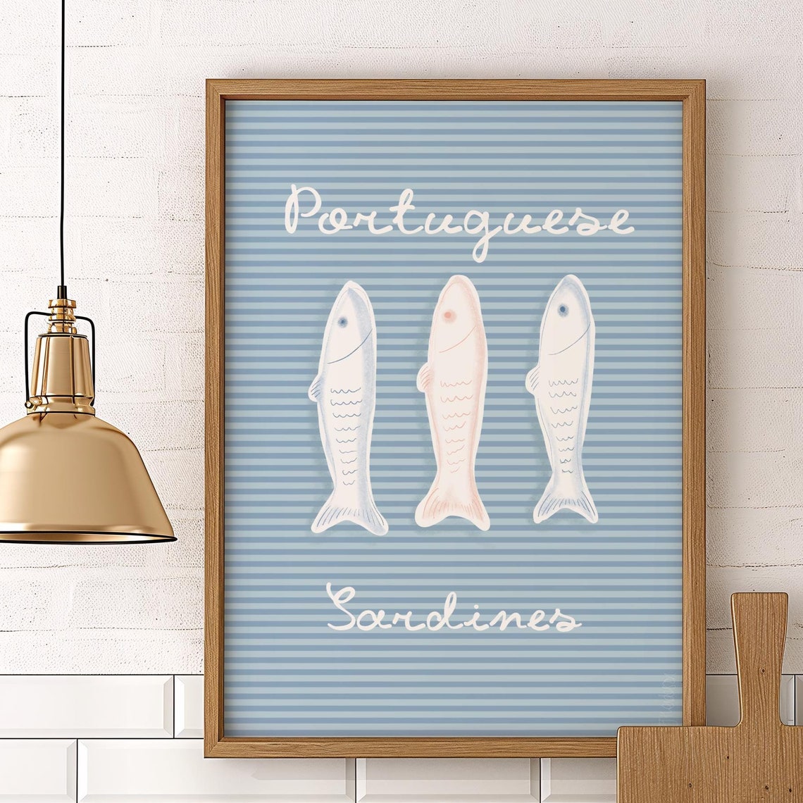 Kitchen Fish Poster Portuguese Sardines Art Only Kitchen Sardine Print Blue Fish Kitchen Food Art Sardines