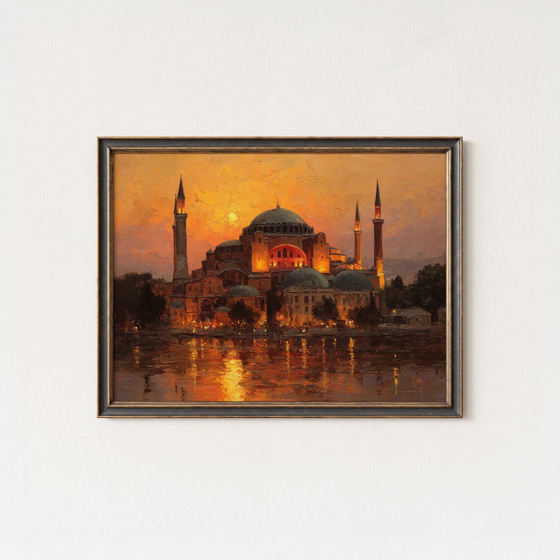Hagia Sophia Istanbul Sunset Painting Poster for Travel Decor
