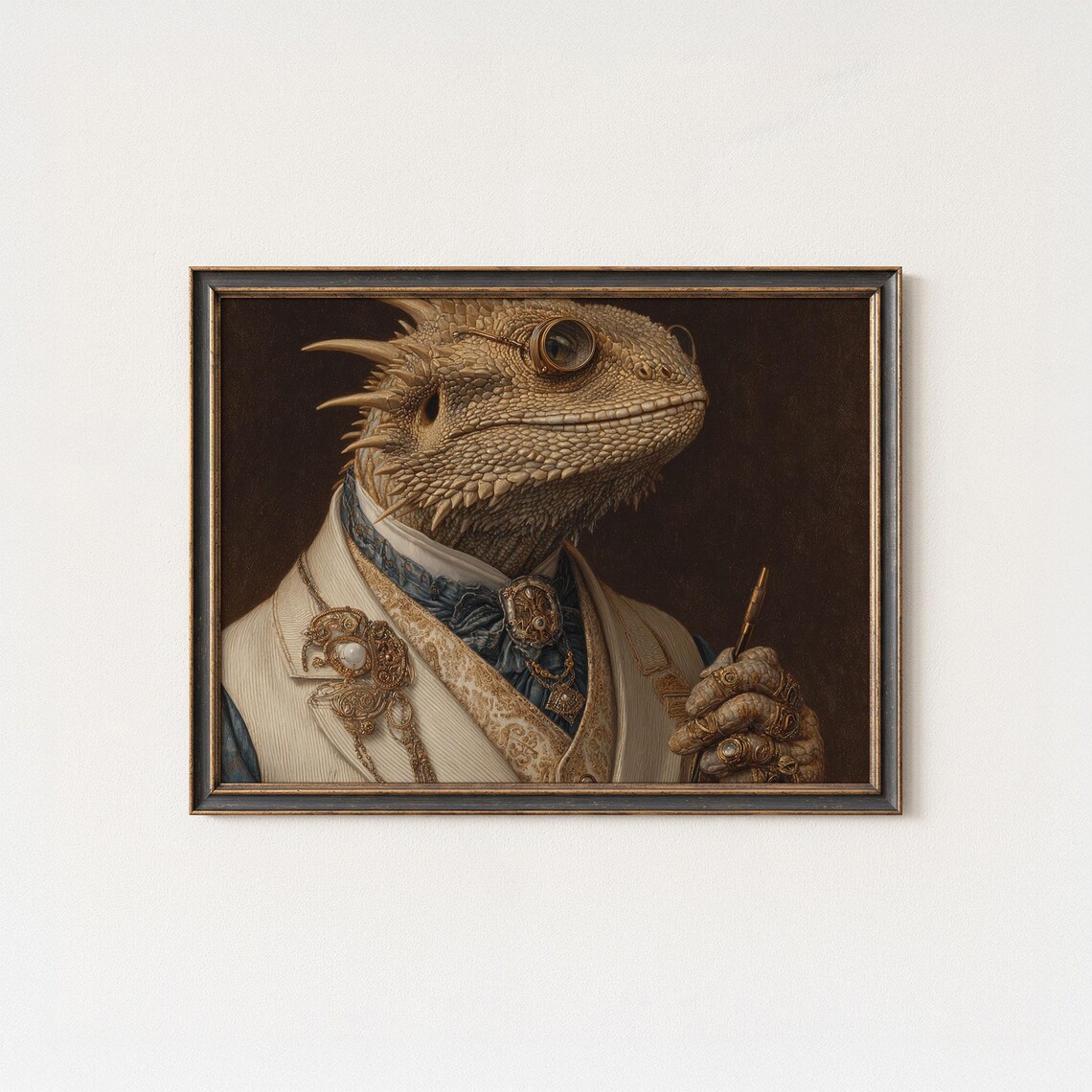 Victorian Dragon Portrait, Steampunk Gothic Art Print
