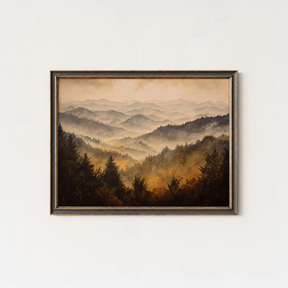 Great Smoky Mountains Misty Mountain Art Print