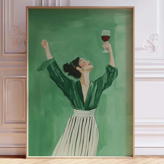 Emerald Green Woman Dancing Abstract Art Print