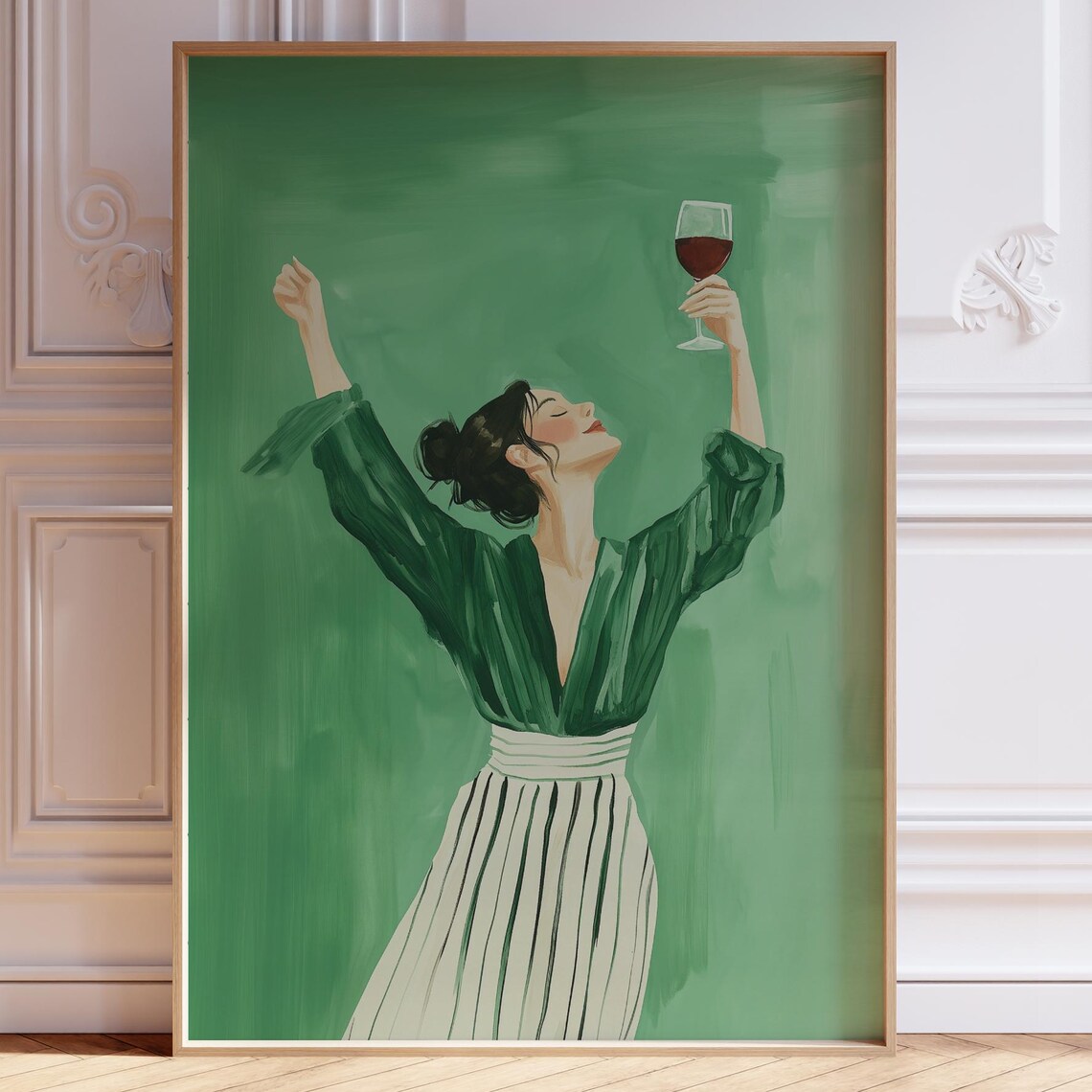 Emerald Green Woman Dancing Abstract Art Print