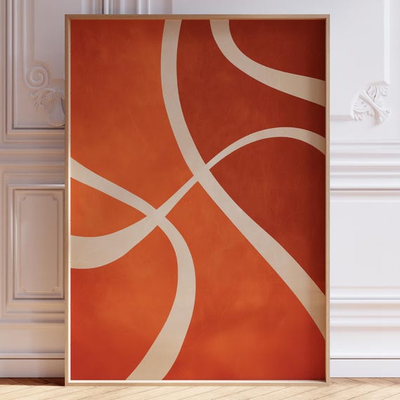Orange Abstract Wall Art Modern Print Contemporary Bold Mid Century Decor Trendy