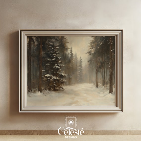 Winter Forest Watercolor Painting Snowy Evergreen Landscape