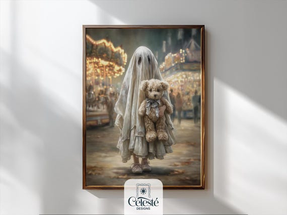 Vintage Halloween Print Haunted Carnival Wall Art