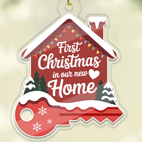 First Christmas In Our New Home Red Key Acrylic Ornament Wall Art