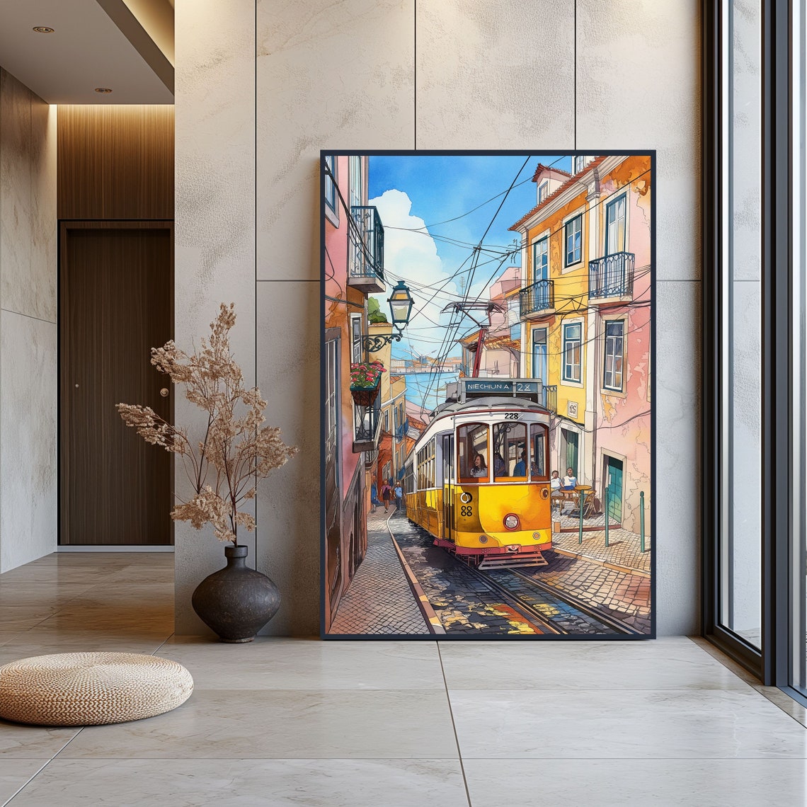 Watercolor Portugal Lisbon Print Wall Art Travel Poster Bairro Alto Lisbon Portugal Print Poster Instant Gift Idea - Image 3