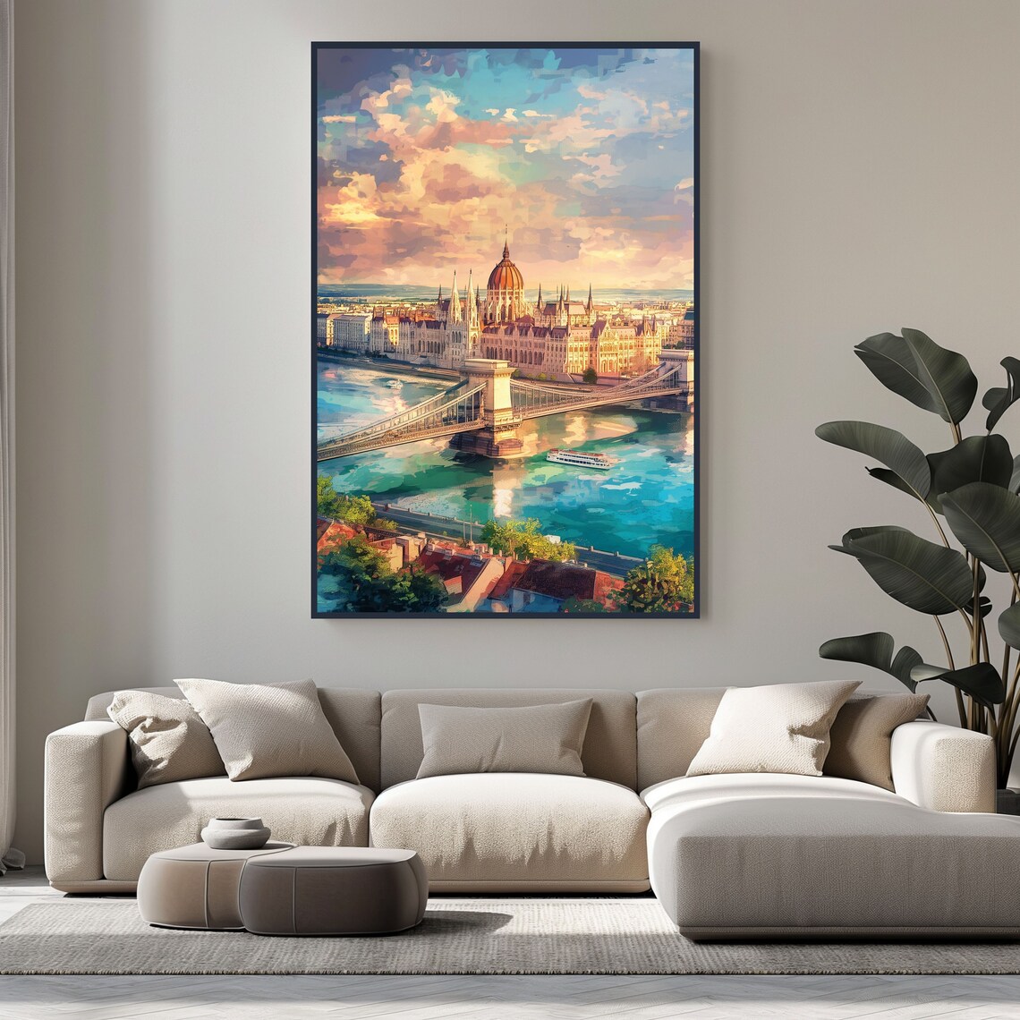 Budapest Parliament Building Watercolor Travel Poster - Image 2