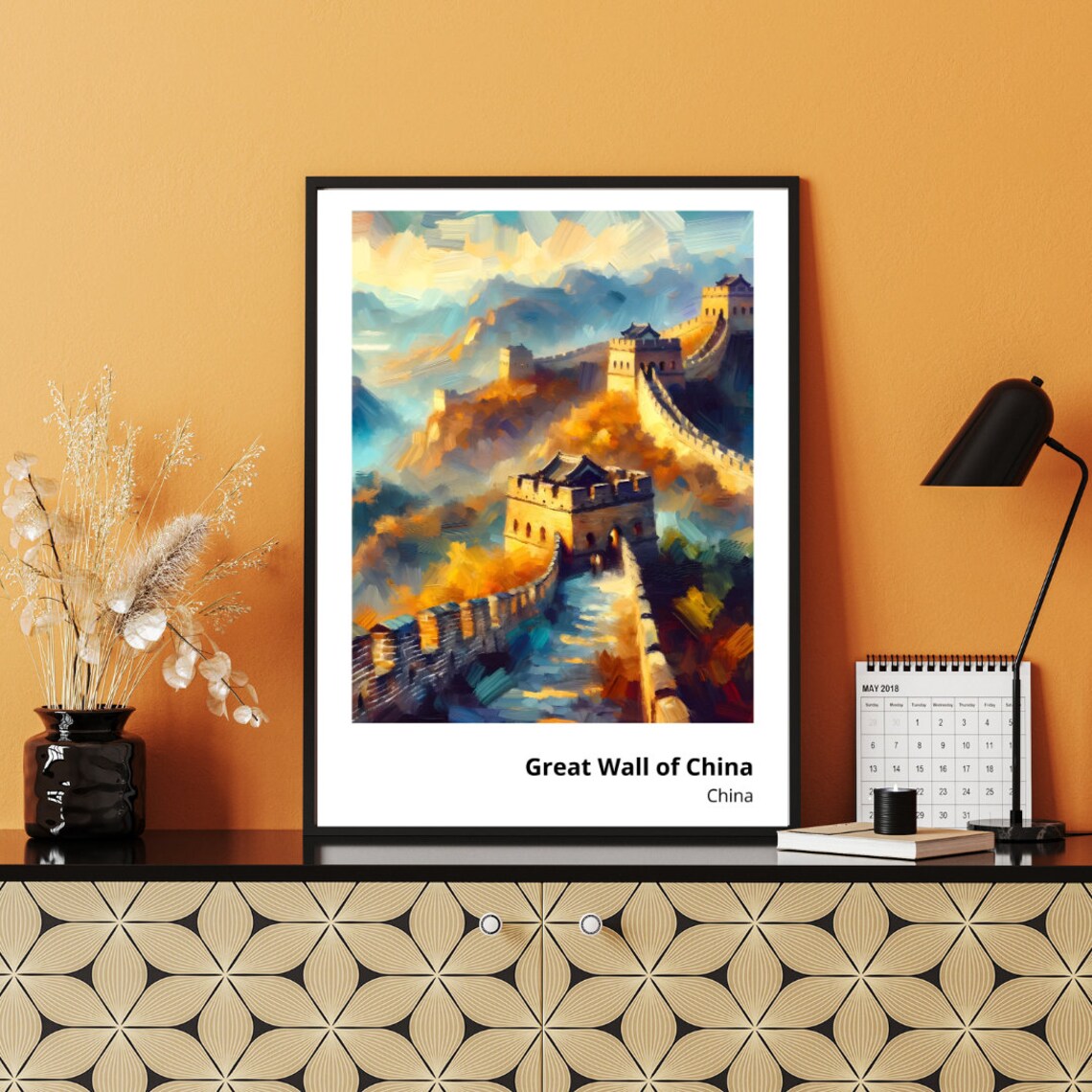 Great Wall of China Mountain Watchtowers Majestic Sunset Poster - Image 2