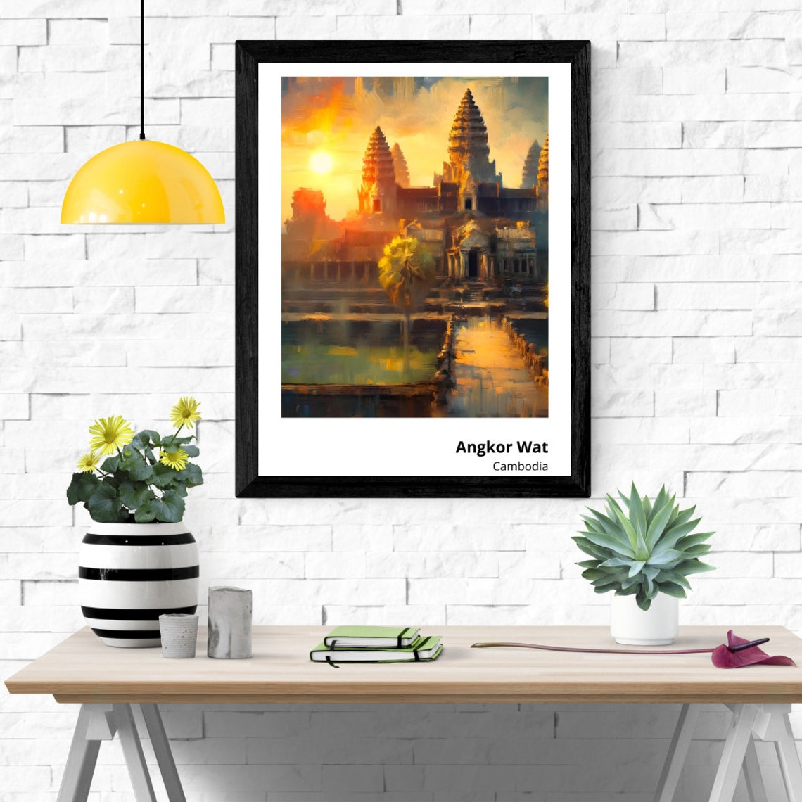 Angkor Wat Cambodia Ancient Temple Towers Sunrise Reflection Poster - Image 4