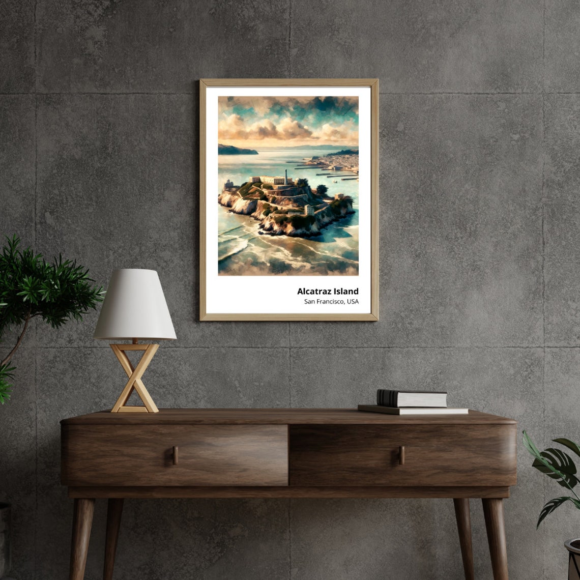 Alcatraz Island San Francisco Bay Aerial Historic View Poster - Image 2