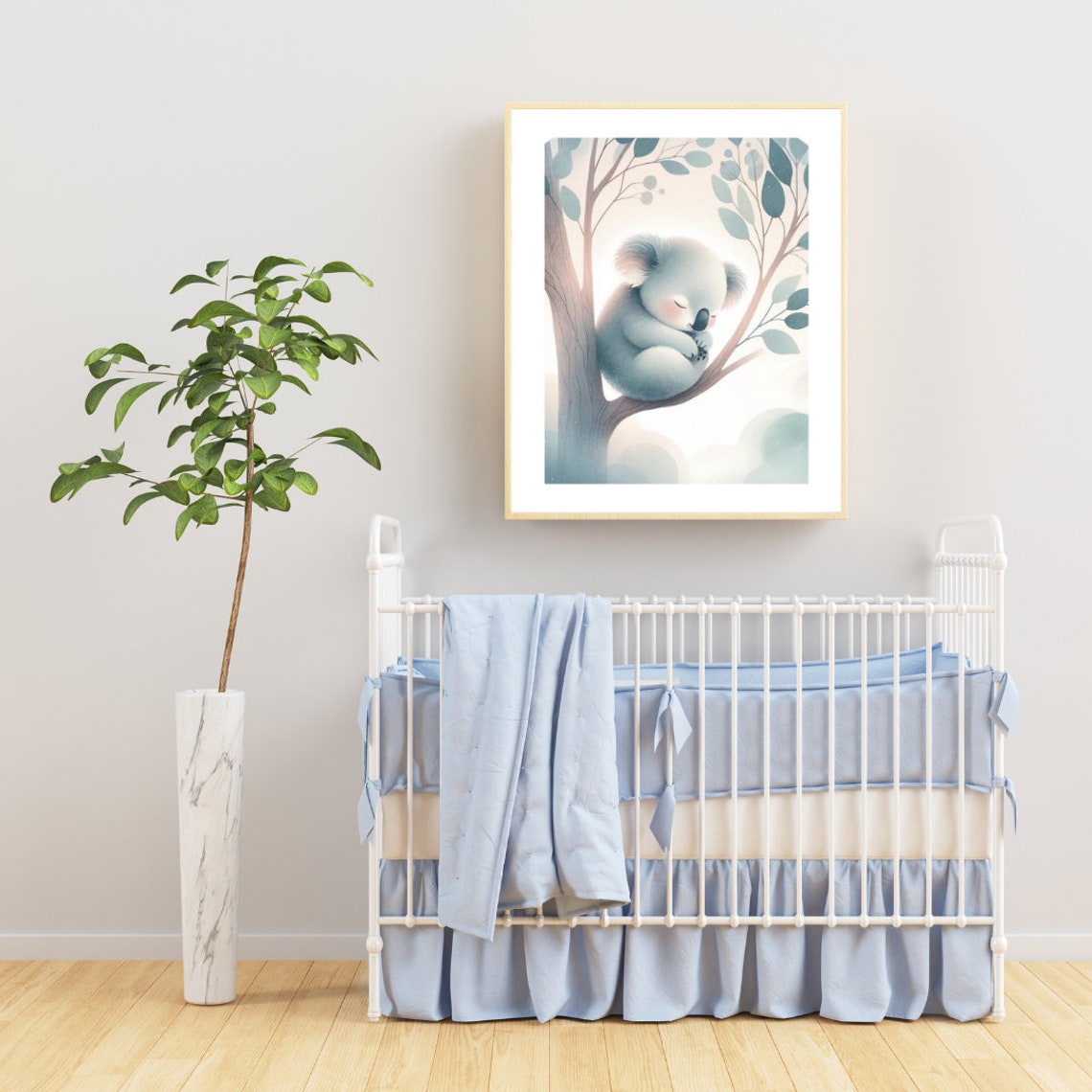 Dreamy Baby Koala Sleeping Eucalyptus Tree Pastel Nursery Poster