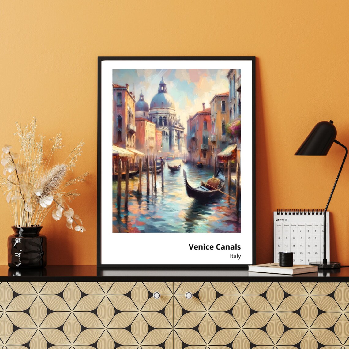 Venice Canals Italy Gondola Impressionist Painting Travel Poster - Image 3