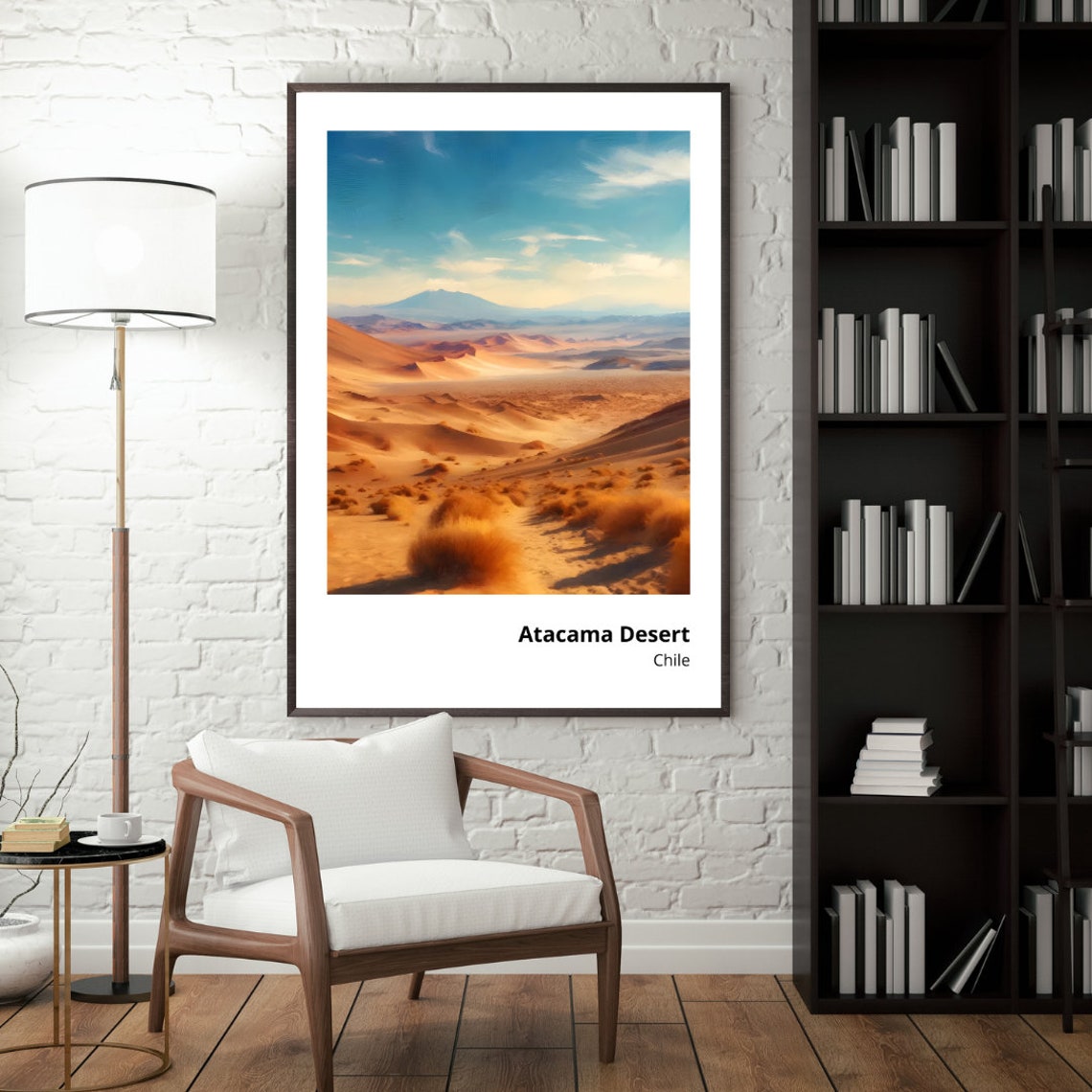 Atacama Desert Chile Red Sand Dunes Volcano Landscape Poster - Image 4