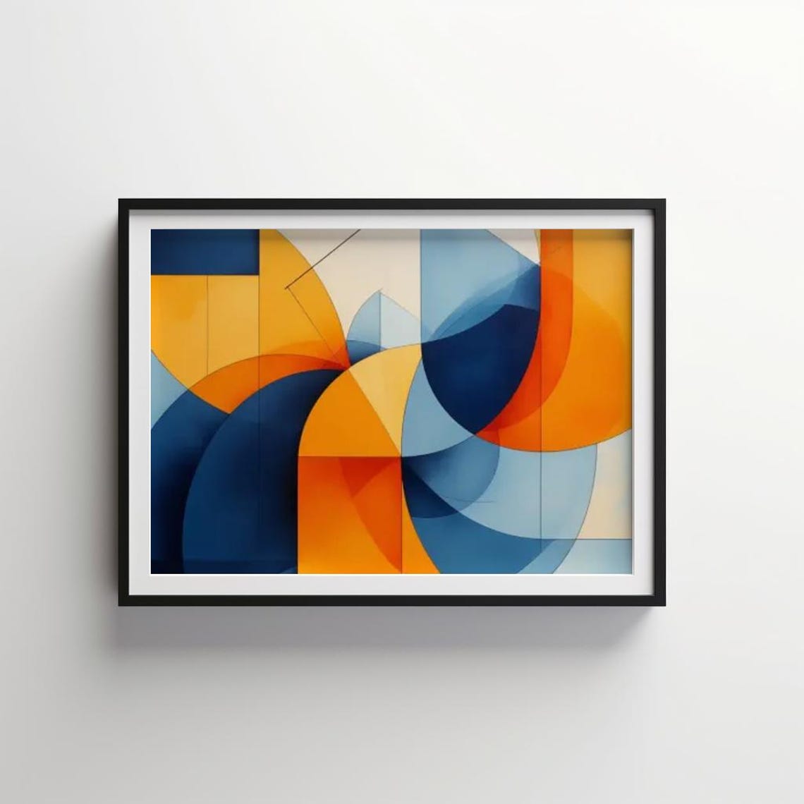 Abstract Geometric Blue Orange Overlapping Circles Art Poster