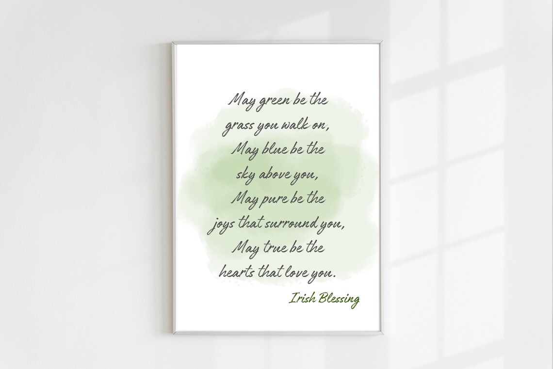 Irish Blessing Poem St Patricks Day Green Watercolor Wall Art - Image 2