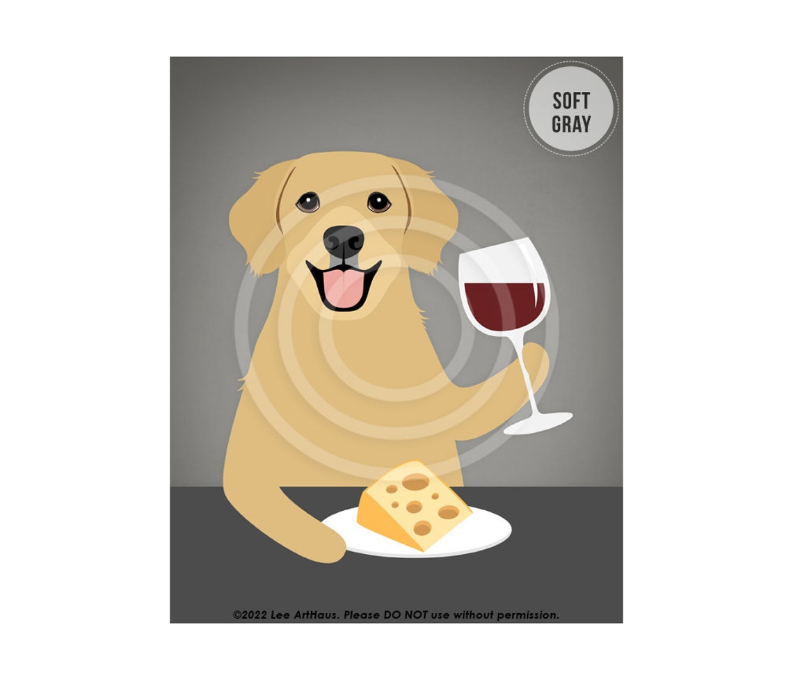 585dp Animal Art Golden Retriever Drinking Wine Wall Art Golden Retriever Gifts Pet Gifts Golden Retriever Art Bar Decor Pet Art - Image 3