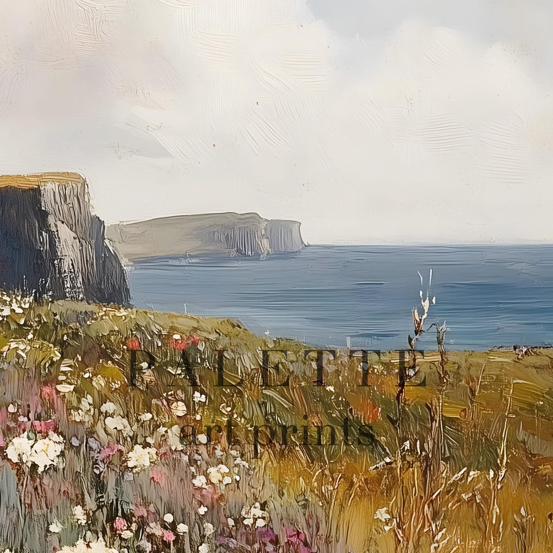 Wildflower Covered Cliffs Overlooking A Blue Coastal Sea Poster - Image 2