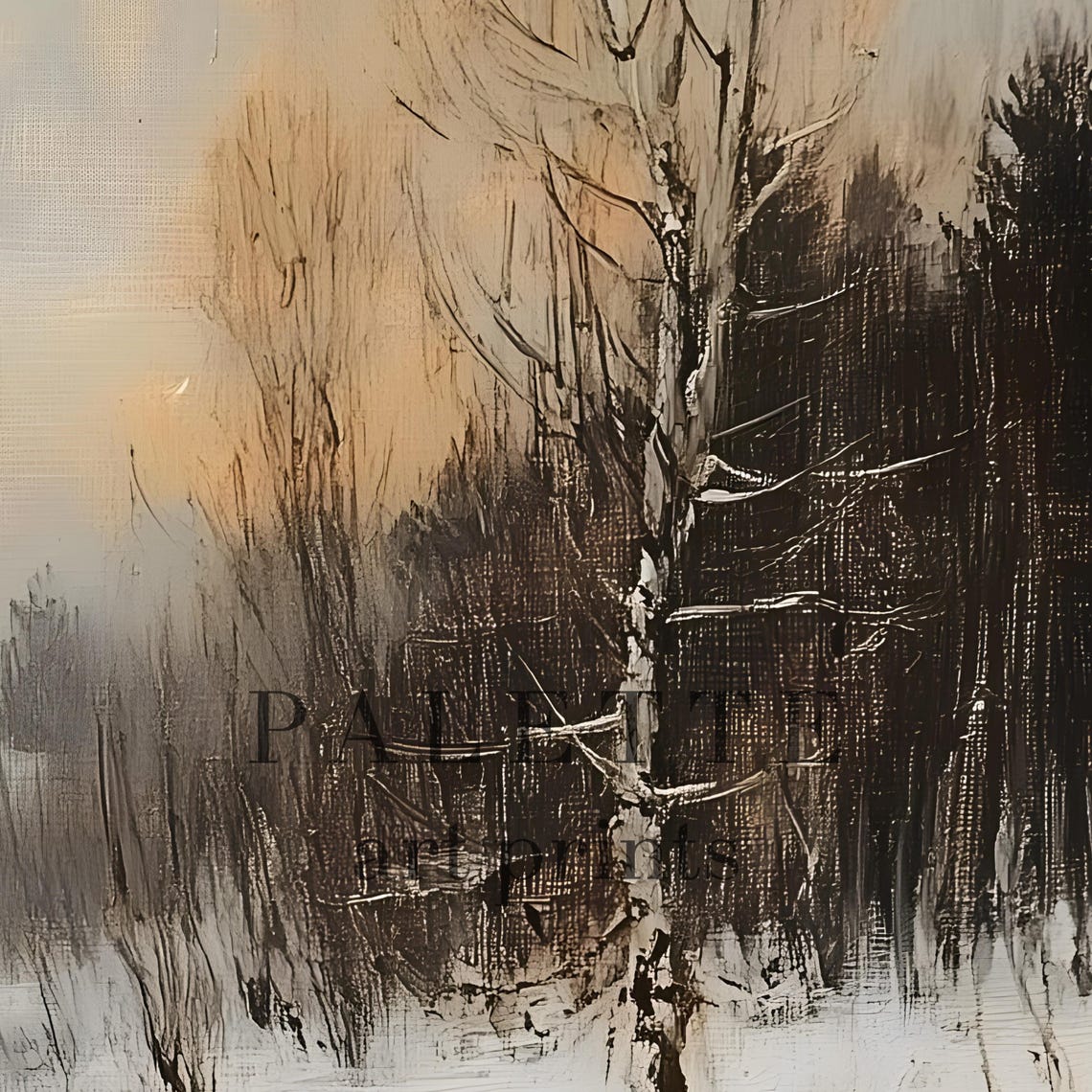 Stag Standing by a Winter Stream in a Snowy Forest Dusk Wall Art - Image 2