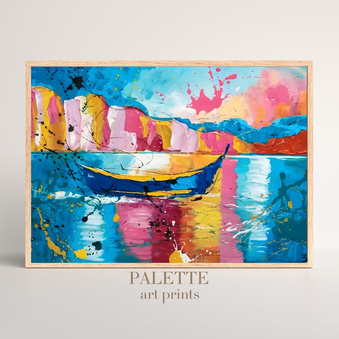 Colorful Sailboat On A Shimmering Abstract Seascape Art Poster