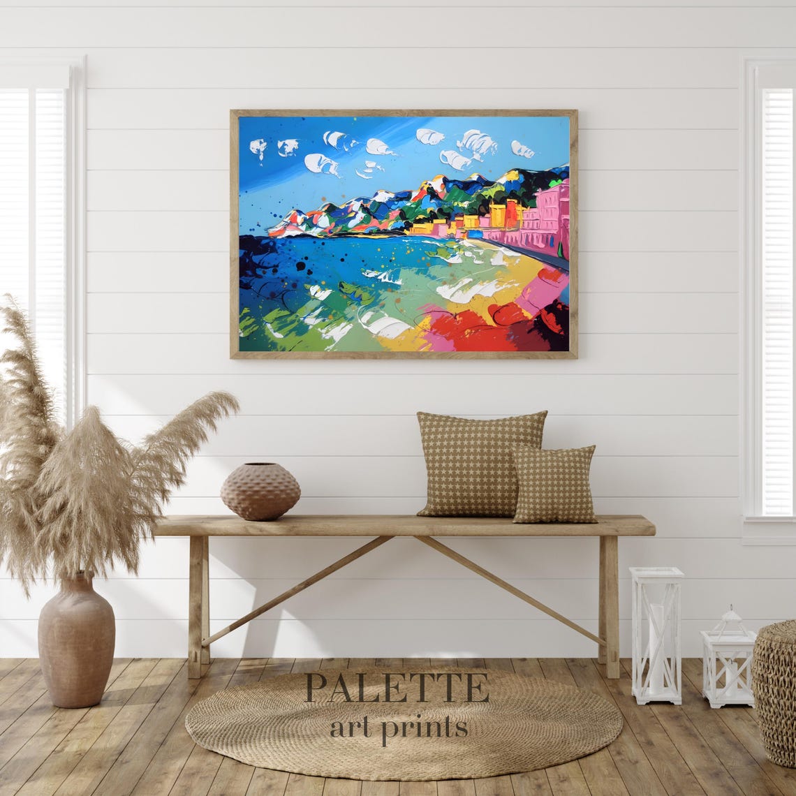 Vibrant Rainbow Coast Beach Town In Bold Abstract Colors Poster - Image 3